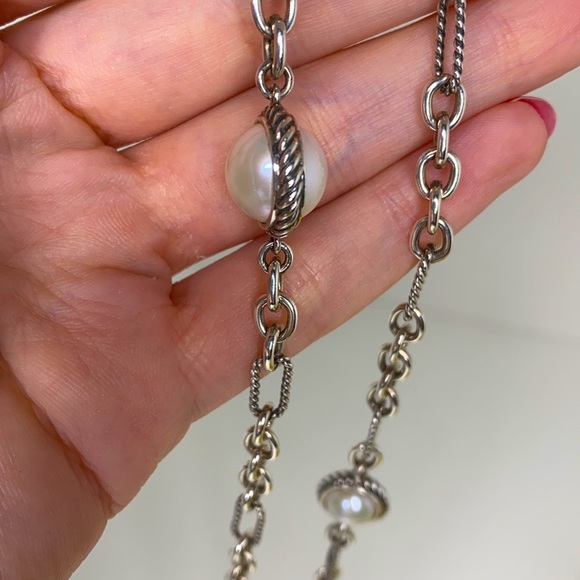 David Yurman Pearl Sterling Necklace Chain - Picture 9 of 16